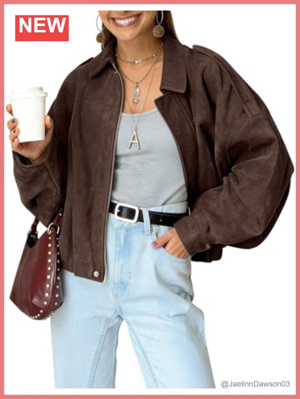 Faux Suede Bomber Jacket Oversized Batwing Sleeve Cropped Coat